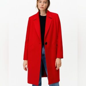 Zara Red Midi Peacoat